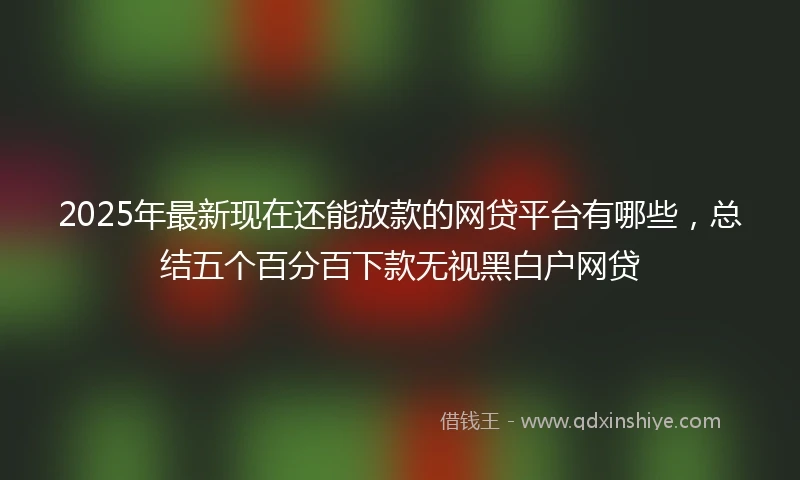 2025年最新现在还能放款的网贷平台有哪些，总结五个百分百下款无视黑白户网贷