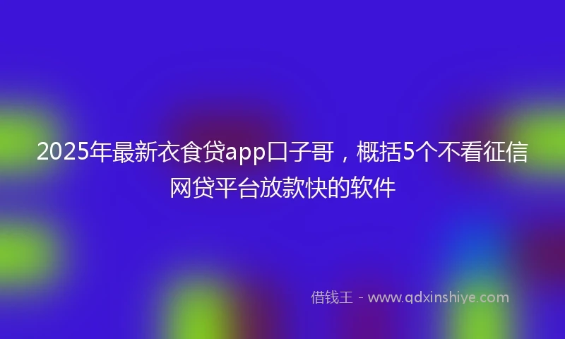 2025年最新衣食贷app口子哥，概括5个不看征信网贷平台放款快的软件