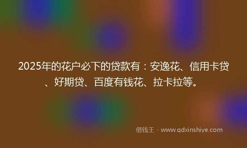 2025年的花户必下的贷款有：安逸花、信用卡贷、好期贷、百度有钱花、拉卡拉等。