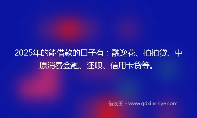 2025年的能借款的口子有：融逸花、拍拍贷、中原消费金融、还呗、信用卡贷等。