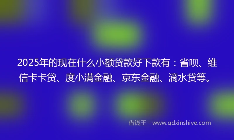 2025年的现在什么小额贷款好下款有：省呗、维信卡卡贷、度小满金融、京东金融、滴水贷等。