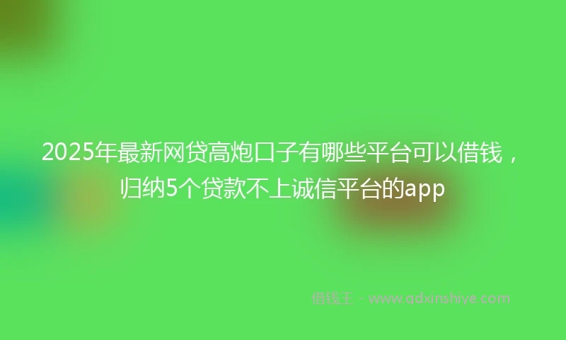 2025年最新网贷高炮口子有哪些平台可以借钱，归纳5个贷款不上诚信平台的app