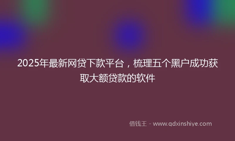 2025年最新网贷下款平台，梳理五个黑户成功获取大额贷款的软件