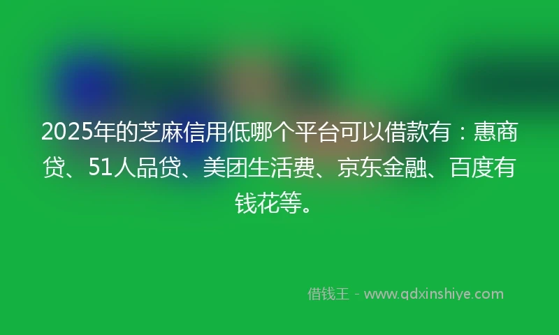 2025年的芝麻信用低哪个平台可以借款有：惠商贷、51人品贷、美团生活费、京东金融、百度有钱花等。