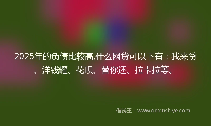 2025年的负债比较高,什么网贷可以下有：我来贷、洋钱罐、花呗、替你还、拉卡拉等。
