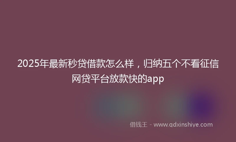 2025年最新秒贷借款怎么样，归纳五个不看征信网贷平台放款快的app
