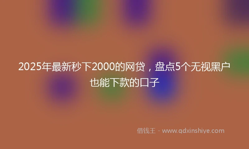 2025年最新秒下2000的网贷，盘点5个无视黑户也能下款的口子