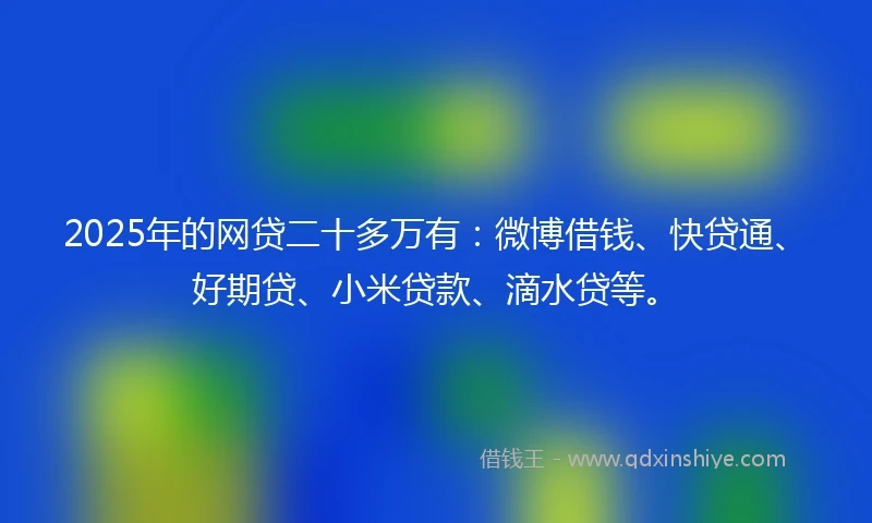 2025年的网贷二十多万有：微博借钱、快贷通、好期贷、小米贷款、滴水贷等。