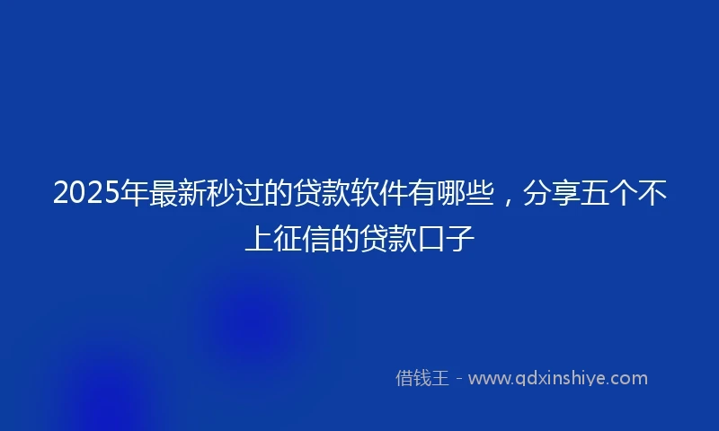 2025年最新秒过的贷款软件有哪些，分享五个不上征信的贷款口子
