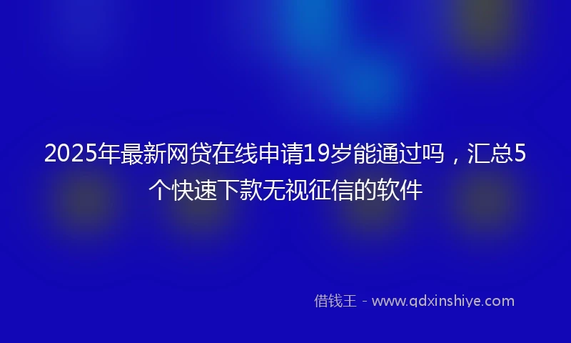 2025年最新网贷在线申请19岁能通过吗，汇总5个快速下款无视征信的软件
