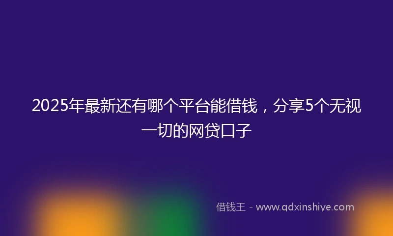 2025年最新还有哪个平台能借钱，分享5个无视一切的网贷口子