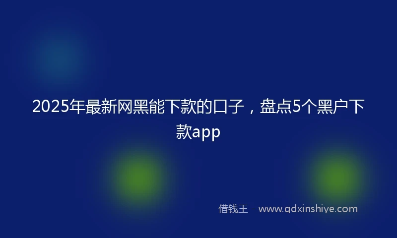 2025年最新网黑能下款的口子，盘点5个黑户下款app