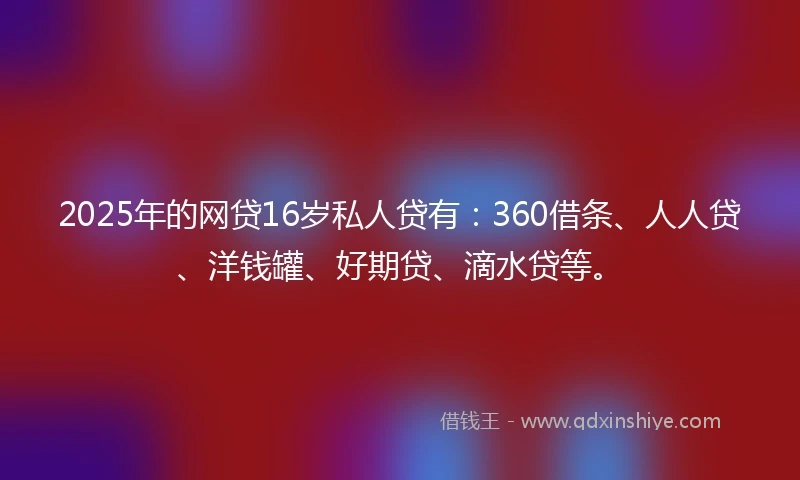 2025年的网贷16岁私人贷有：360借条、人人贷、洋钱罐、好期贷、滴水贷等。
