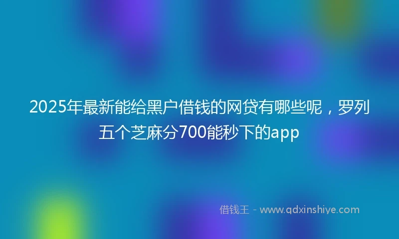 2025年最新能给黑户借钱的网贷有哪些呢，罗列五个芝麻分700能秒下的app