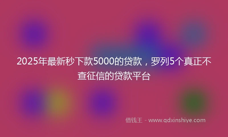 2025年最新秒下款5000的贷款，罗列5个真正不查征信的贷款平台