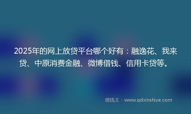 2025年的网上放贷平台哪个好有：融逸花、我来贷、中原消费金融、微博借钱、信用卡贷等。