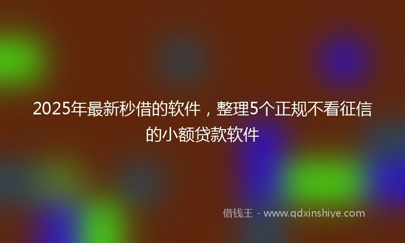 2025年最新秒借的软件，整理5个正规不看征信的小额贷款软件