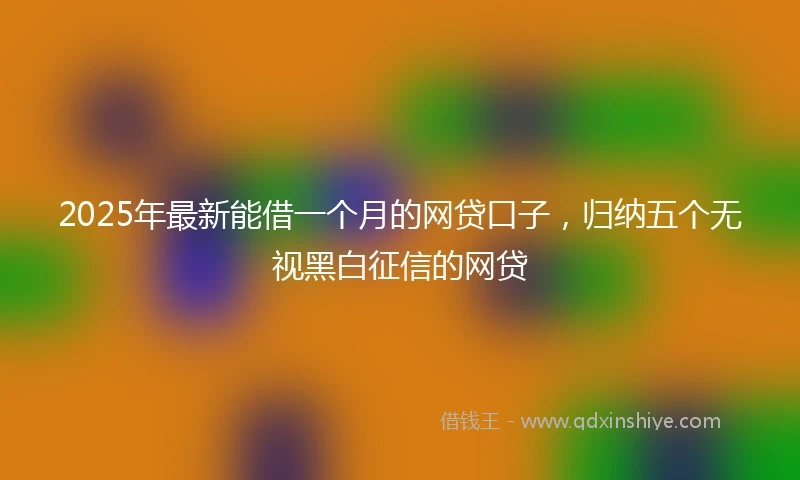 2025年最新能借一个月的网贷口子，归纳五个无视黑白征信的网贷