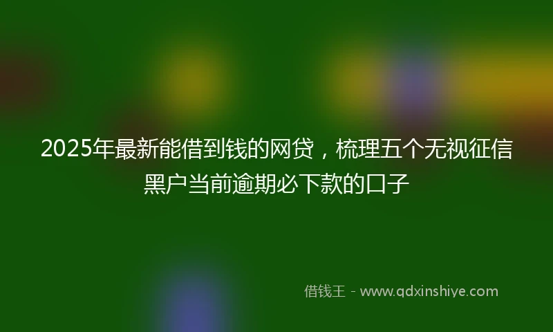 2025年最新能借到钱的网贷，梳理五个无视征信黑户当前逾期必下款的口子