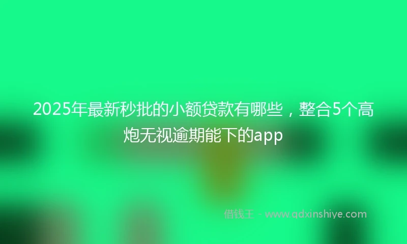 2025年最新秒批的小额贷款有哪些，整合5个高炮无视逾期能下的app