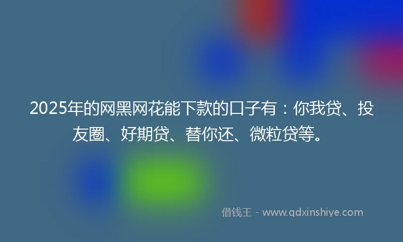 2025年的网黑网花能下款的口子有：你我贷、投友圈、好期贷、替你还、微粒贷等。
