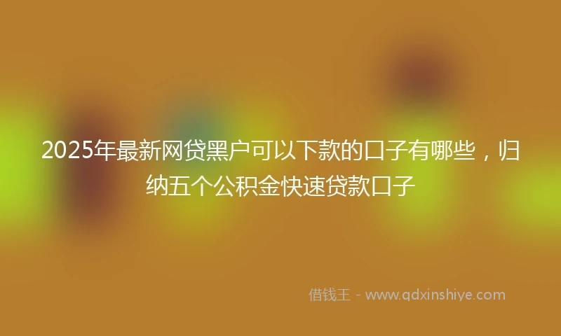 2025年最新网贷黑户可以下款的口子有哪些，归纳五个公积金快速贷款口子