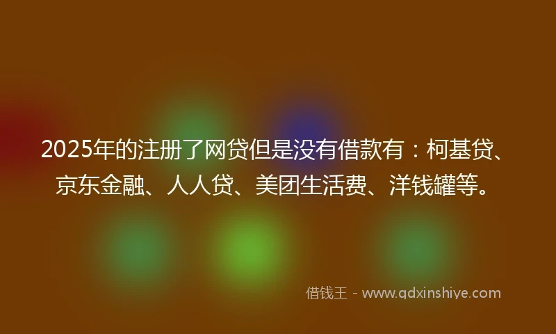 2025年的注册了网贷但是没有借款有：柯基贷、京东金融、人人贷、美团生活费、洋钱罐等。
