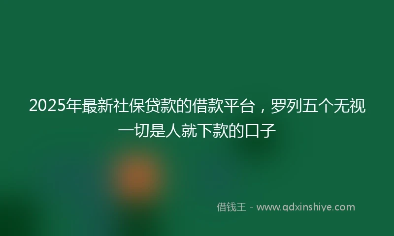 2025年最新社保贷款的借款平台，罗列五个无视一切是人就下款的口子