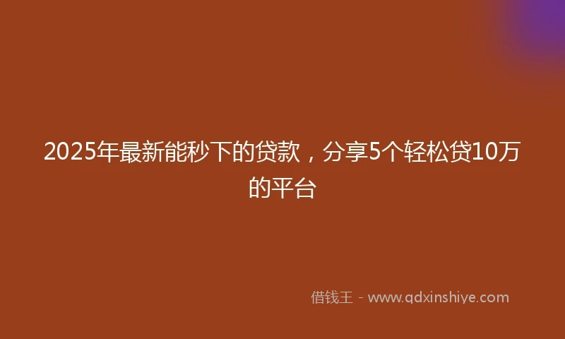 2025年最新能秒下的贷款，分享5个轻松贷10万的平台