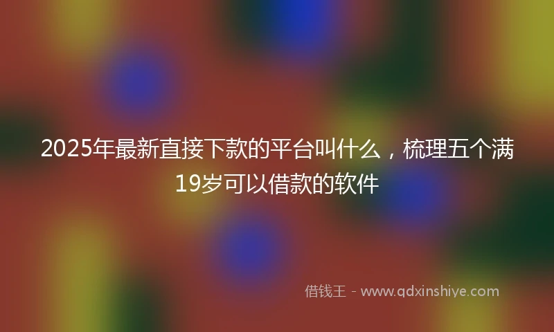 2025年最新直接下款的平台叫什么，梳理五个满19岁可以借款的软件