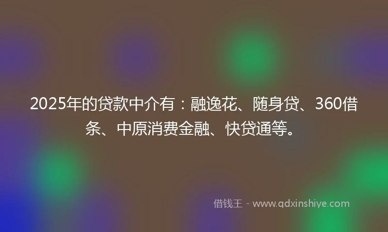 2025年的贷款中介有：融逸花、随身贷、360借条、中原消费金融、快贷通等。