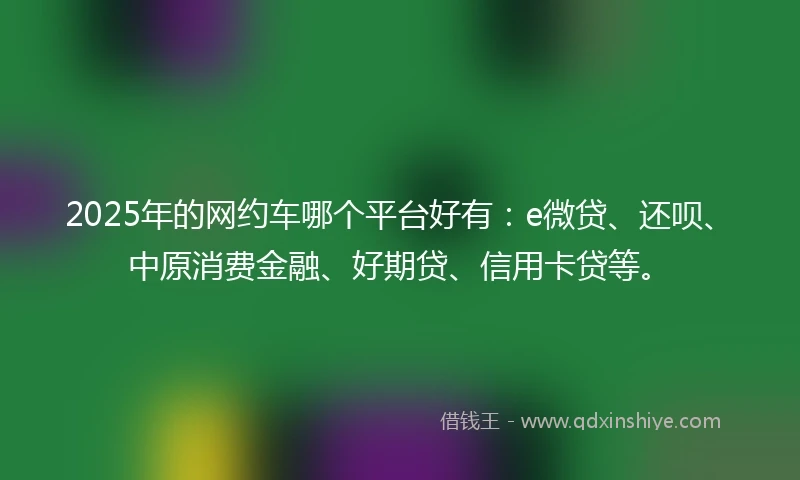 2025年的网约车哪个平台好有：e微贷、还呗、中原消费金融、好期贷、信用卡贷等。