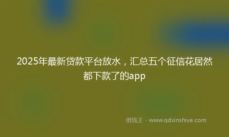 2025年最新贷款平台放水，汇总五个征信花居然都下款了的app