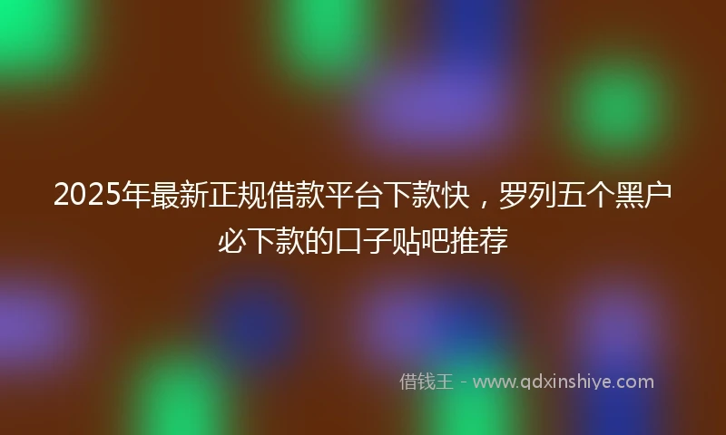 2025年最新正规借款平台下款快，罗列五个黑户必下款的口子贴吧推荐