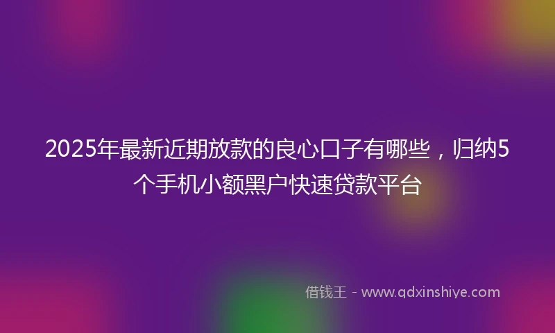 2025年最新近期放款的良心口子有哪些，归纳5个手机小额黑户快速贷款平台