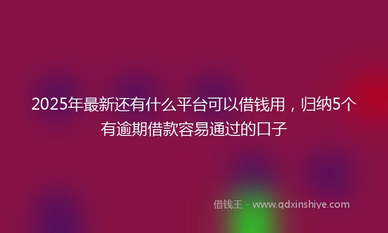 2025年最新还有什么平台可以借钱用，归纳5个有逾期借款容易通过的口子