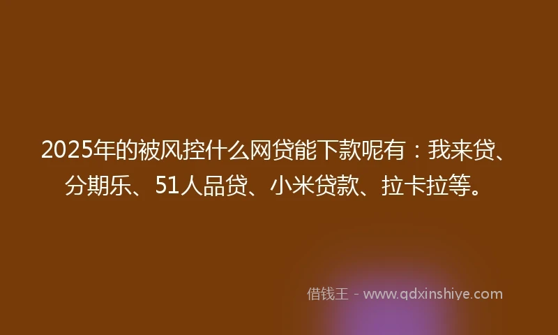 2025年的被风控什么网贷能下款呢有：我来贷、分期乐、51人品贷、小米贷款、拉卡拉等。