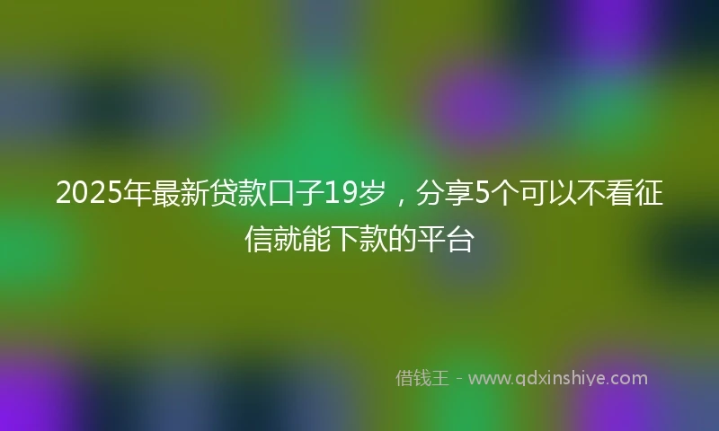 2025年最新贷款口子19岁，分享5个可以不看征信就能下款的平台