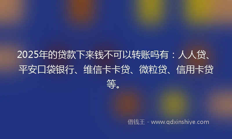 2025年的贷款下来钱不可以转账吗有：人人贷、平安口袋银行、维信卡卡贷、微粒贷、信用卡贷等。