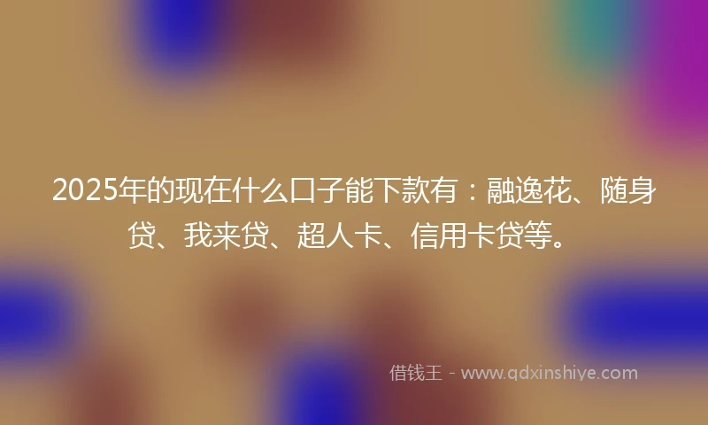 2025年的现在什么口子能下款有：融逸花、随身贷、我来贷、超人卡、信用卡贷等。