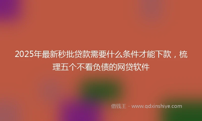 2025年最新秒批贷款需要什么条件才能下款，梳理五个不看负债的网贷软件