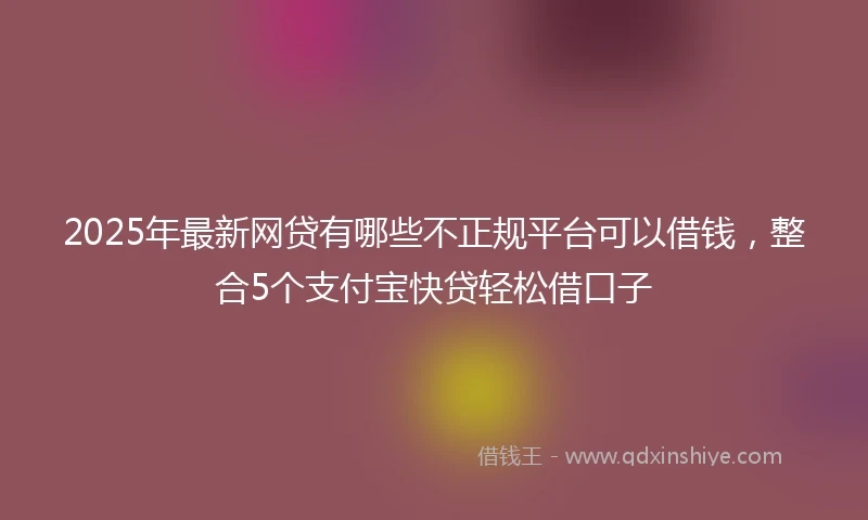 2025年最新网贷有哪些不正规平台可以借钱，整合5个支付宝快贷轻松借口子