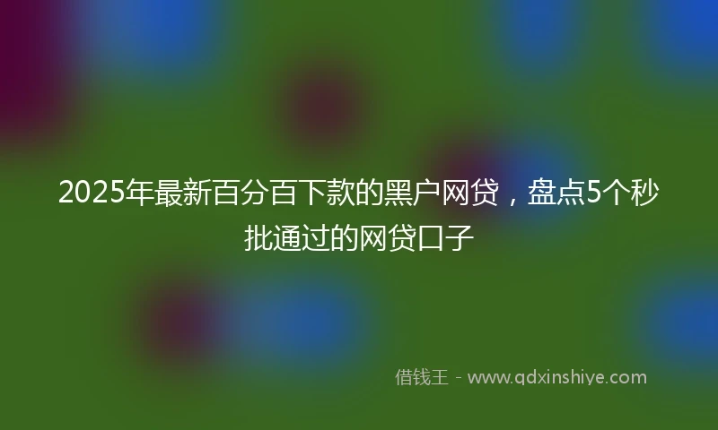 2025年最新百分百下款的黑户网贷，盘点5个秒批通过的网贷口子