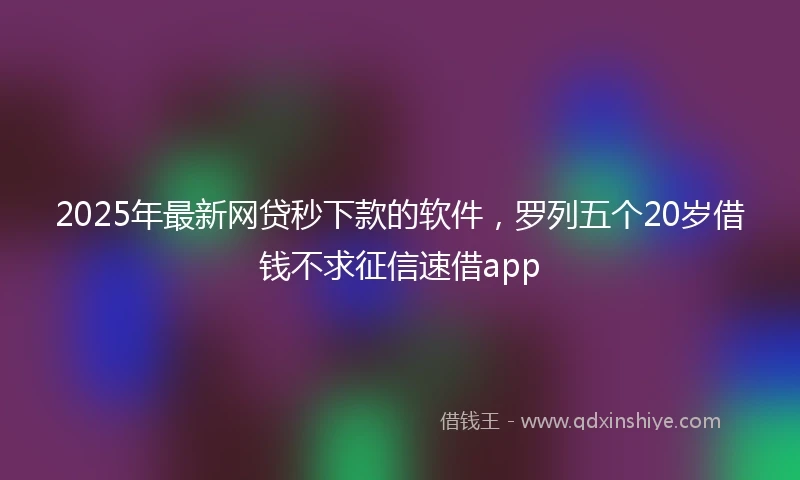 2025年最新网贷秒下款的软件，罗列五个20岁借钱不求征信速借app
