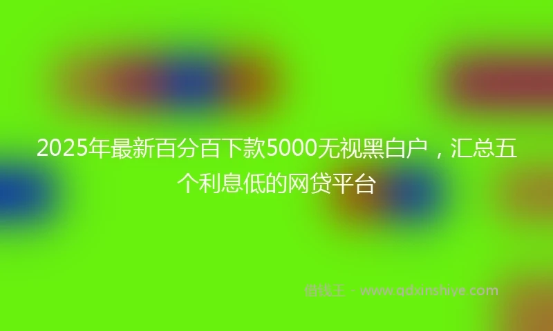 2025年最新百分百下款5000无视黑白户，汇总五个利息低的网贷平台