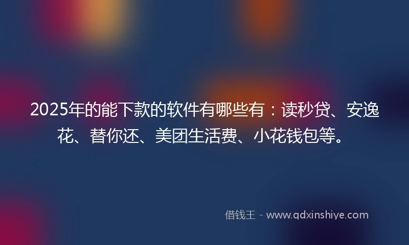 2025年的能下款的软件有哪些有：读秒贷、安逸花、替你还、美团生活费、小花钱包等。