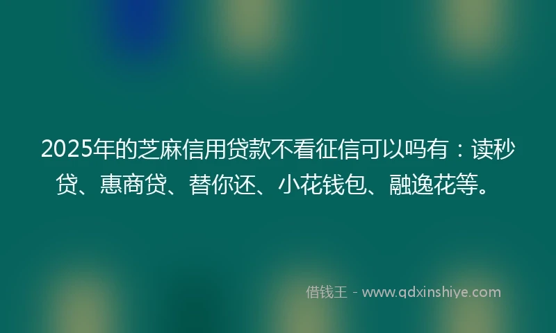 2025年的芝麻信用贷款不看征信可以吗有：读秒贷、惠商贷、替你还、小花钱包、融逸花等。