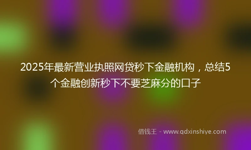 2025年最新营业执照网贷秒下金融机构，总结5个金融创新秒下不要芝麻分的口子