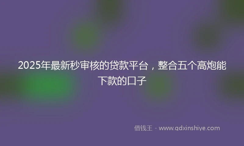 2025年最新秒审核的贷款平台，整合五个高炮能下款的口子
