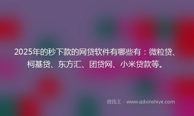 2025年的秒下款的网贷软件有哪些有：微粒贷、柯基贷、东方汇、团贷网、小米贷款等。